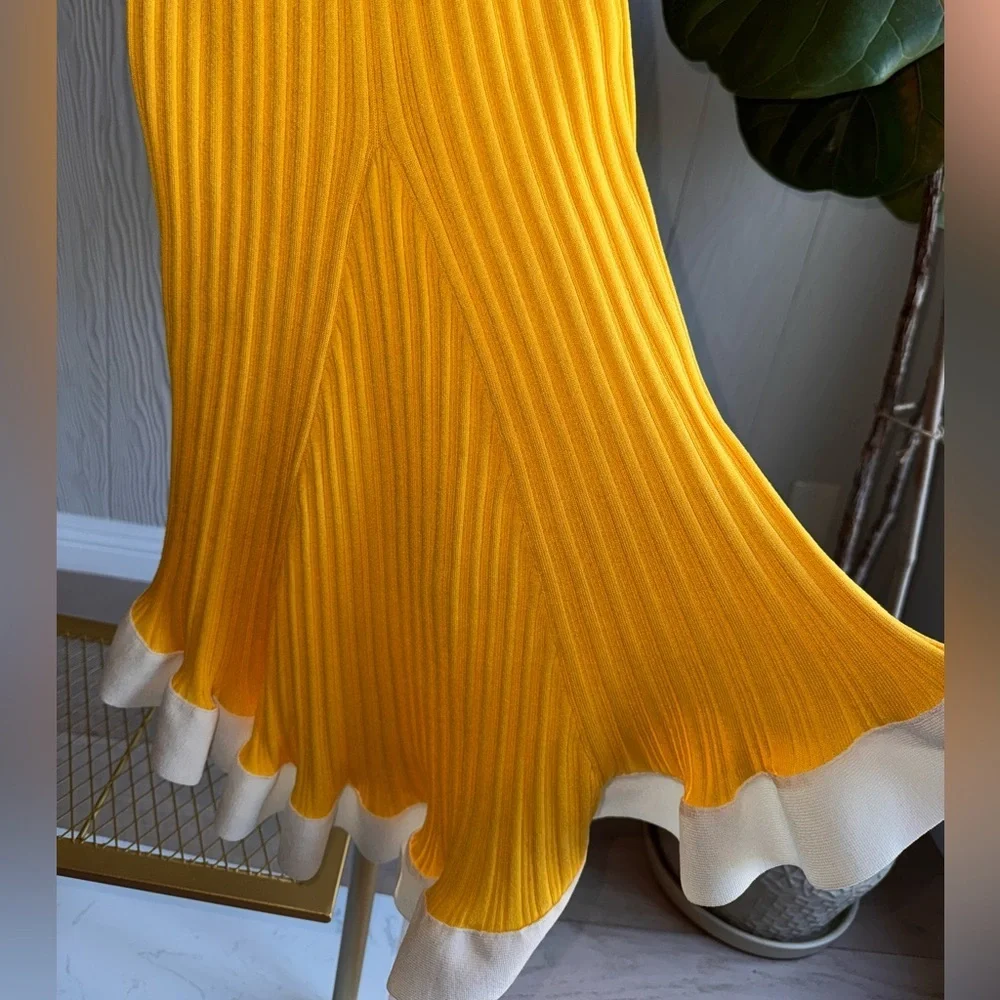 Esteban Cortazar x RTR Sunflower Yellow Knit Dress sz: M (hi-low)